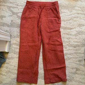Athleta retreat linen wide leg pants w slit at inner ankles size 8P